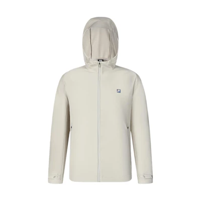 FILA Solid Color Fitness Stretch Hoodie Woven Jacket in Fleece Gray A51M411703A-BG
