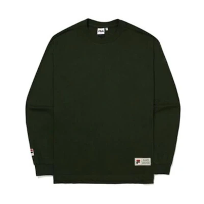 FILA Solid Color Green Crewneck Pullover Sweatshirt FS2RLE3171X-KHI