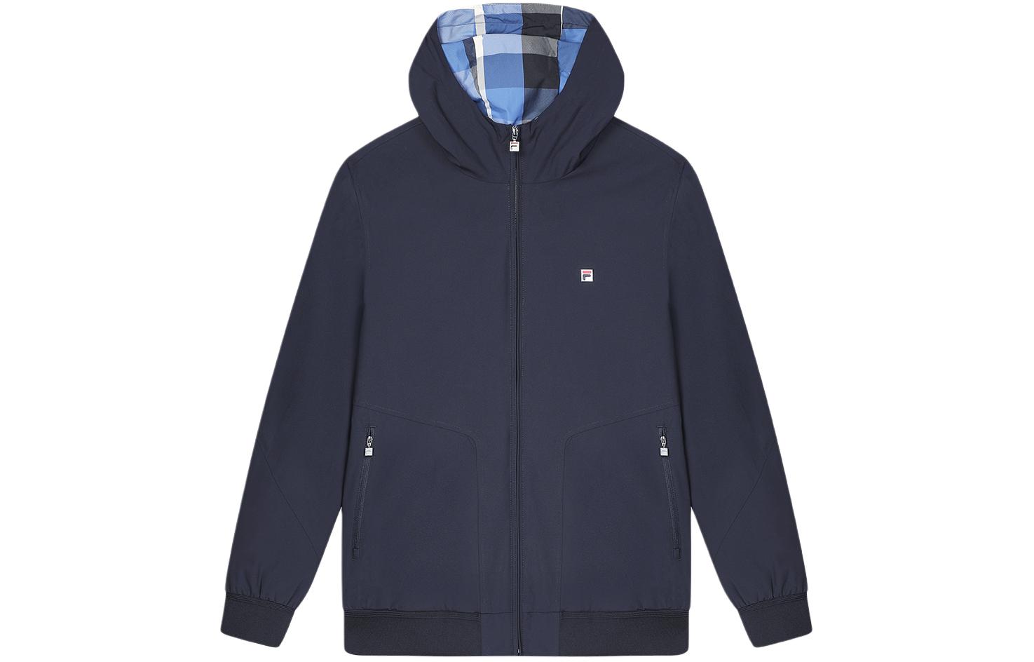 FILA Solid Color Hooded Casual Woven Jacket in Navy Blue F11M411703F-NV