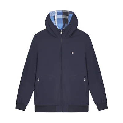 FILA Solid Color Hooded Casual Woven Jacket in Navy Blue F11M411703F-NV