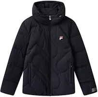 FILA Solid Color Hooded Down Jacket - Legendary Blue F61M148925FNV FILA Solid Color Hooded Down Jacket - Legendary Blue F61M148925FNV