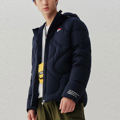 FILA Jaket Down Solid Hoodie Warna Biru Legendaris F61M148925FNV Details for FILA Jaket Down Solid Hoodie Warna Biru Legendaris F61M148925FNV