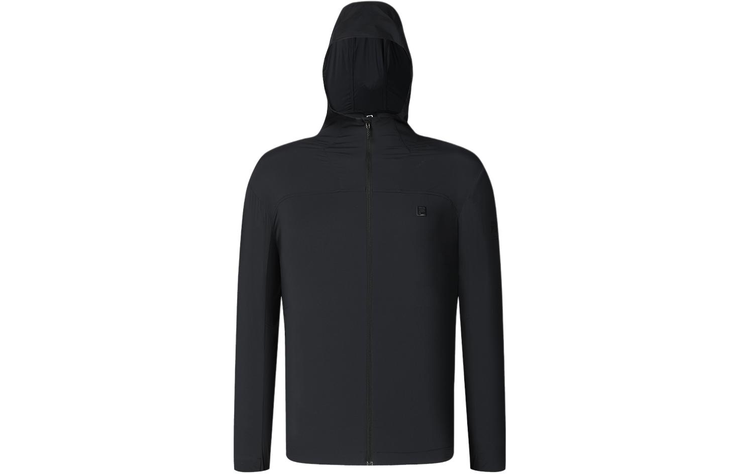 FILA Solid Color Hooded Sports Woven Jacket - Deep Black A11M347707F-BK