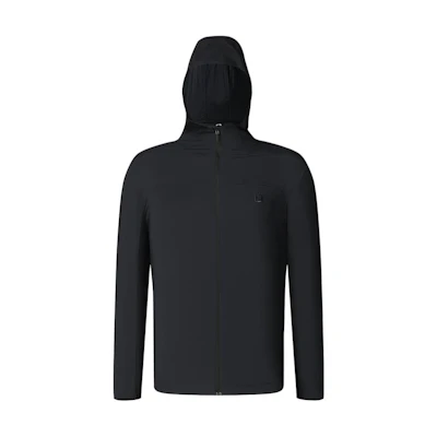 FILA Solid Color Hooded Sports Woven Jacket - Deep Black A11M347707F-BK
