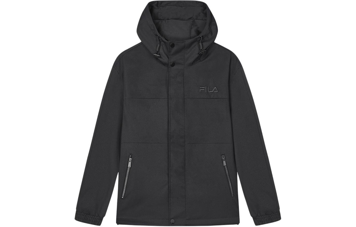 FILA Solid Color Hooded Woven Casual Jacket - Jet Black F11M418706F-BK