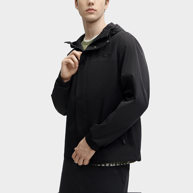 Details for FILA 素色連帽休閒梭織外套 - 簇黑 F11M418706F-BK