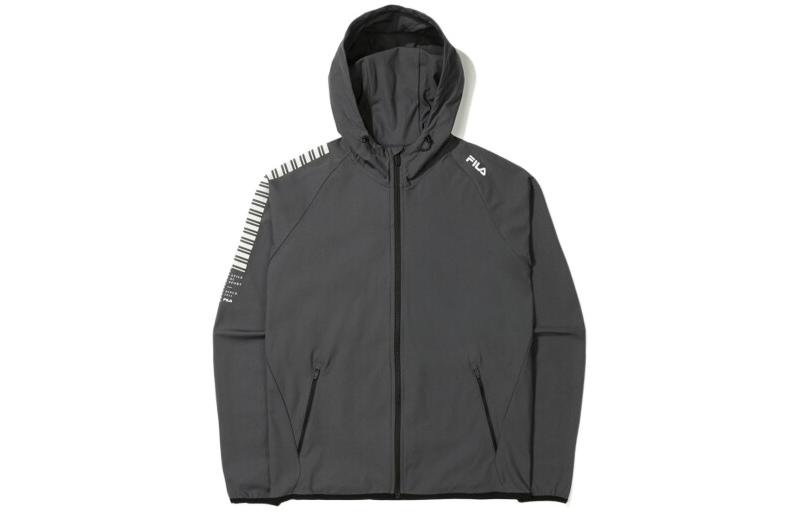 FILA Solid Color Hooded Zip-Up Jacket - Dark Gray FS2FTE3202M-DGY