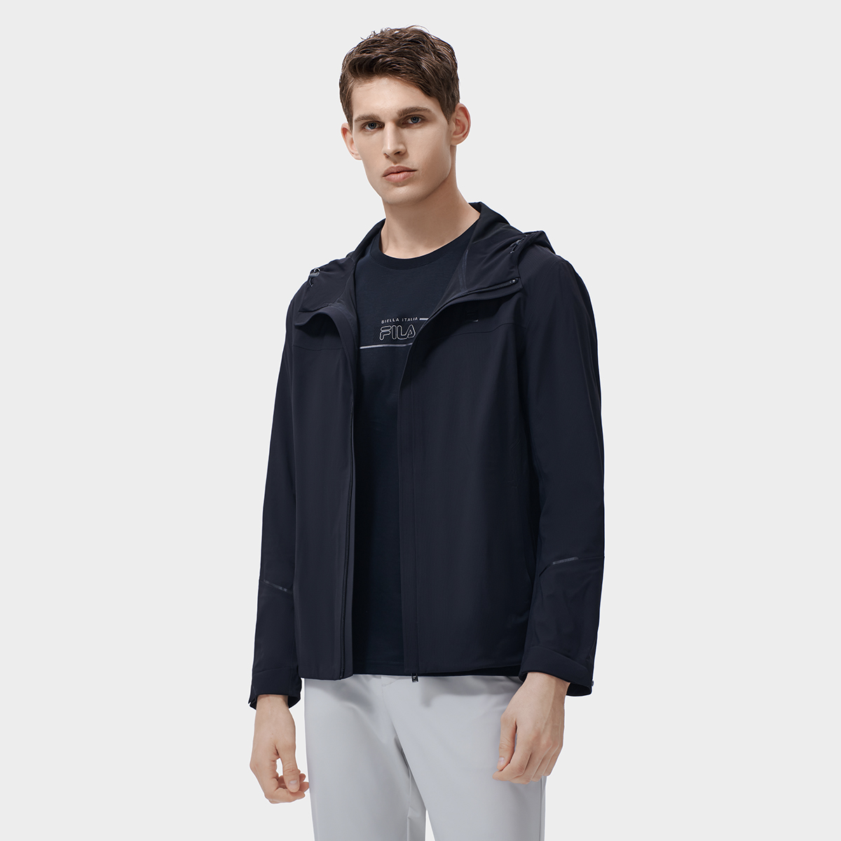 FILA Solid Color Hoodie Business Casual Jacket - Jet Black F11M317701FBK 圖 6