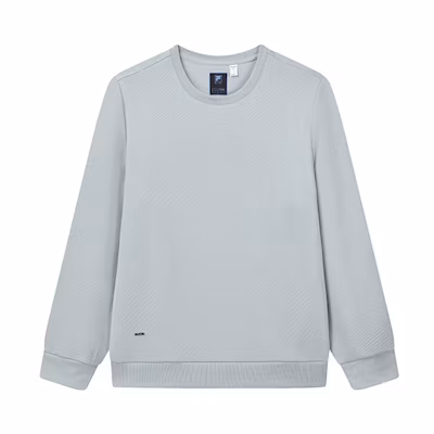 FILA Solid Color Knit Crewneck Pullover Sweatshirt Gel Grey F11M142203F-GY