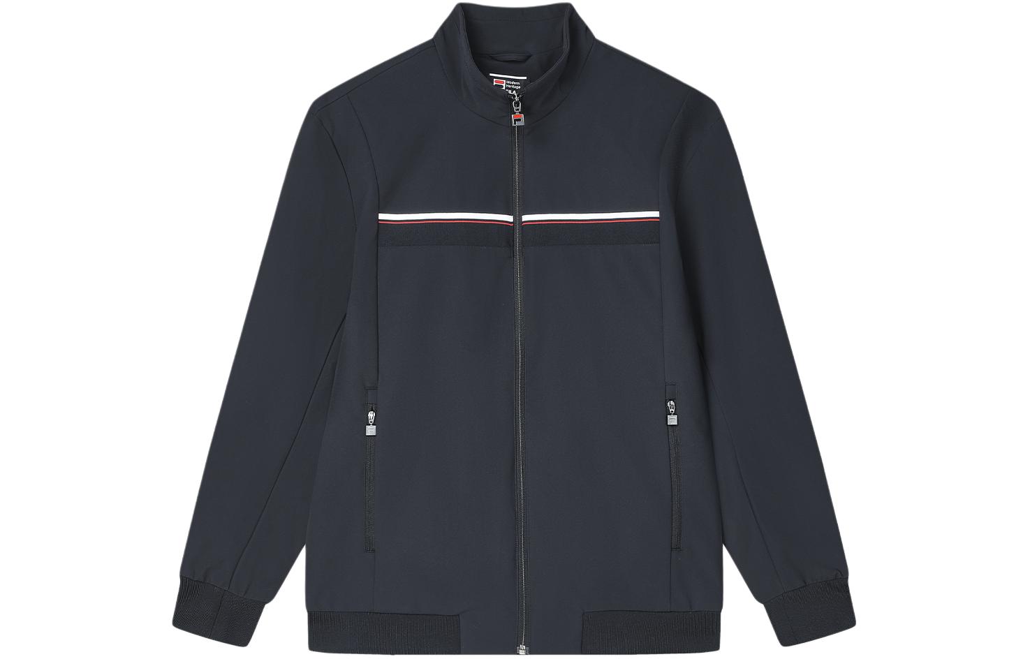 FILA Solid Color Knit Long Sleeve Jacket - Dark Blue F11M411503F-NV 圖 2