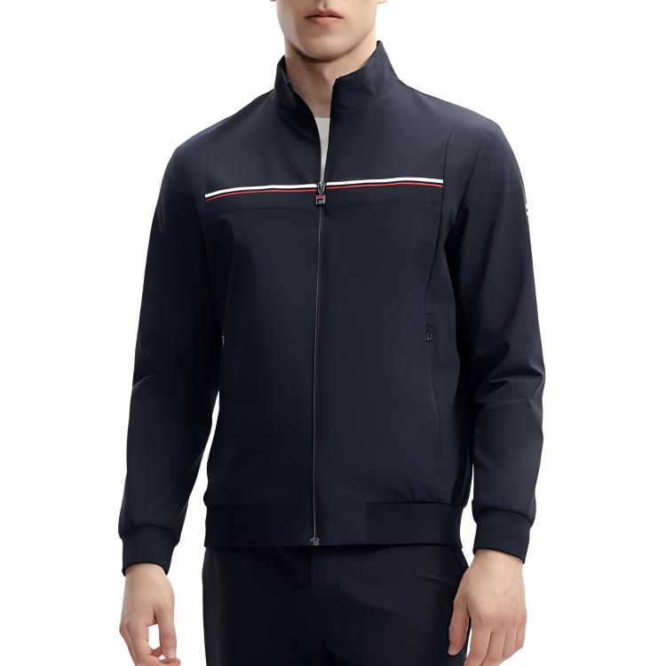 FILA Solid Color Knit Long Sleeve Jacket - Dark Blue F11M411503F-NV 圖 4