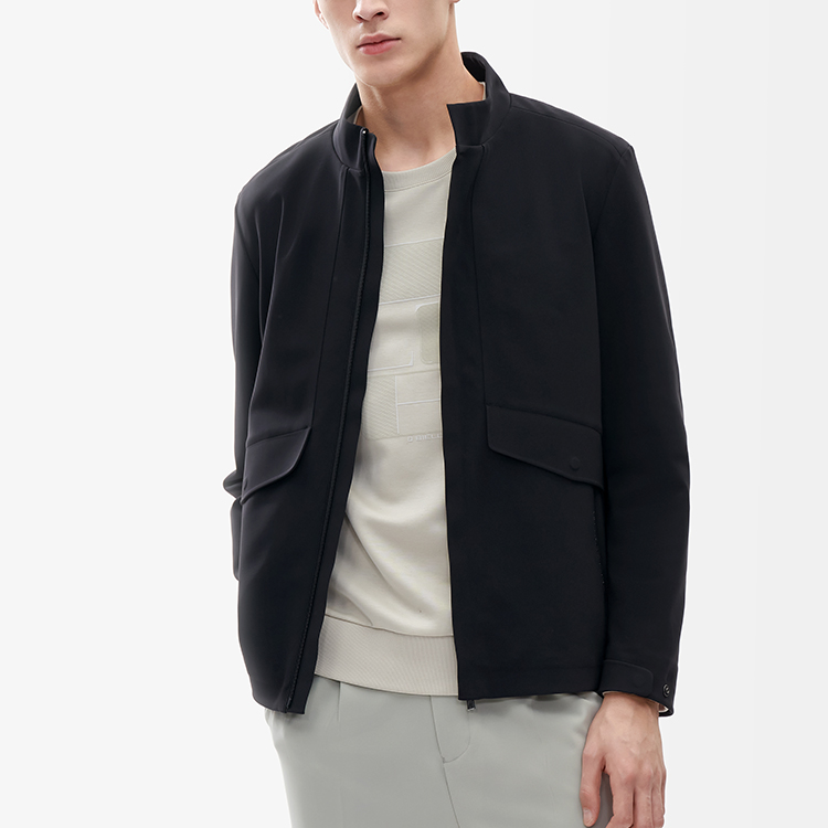 FILA Solid Color Knit Sports Jacket Black F11M212508FBK 圖 5