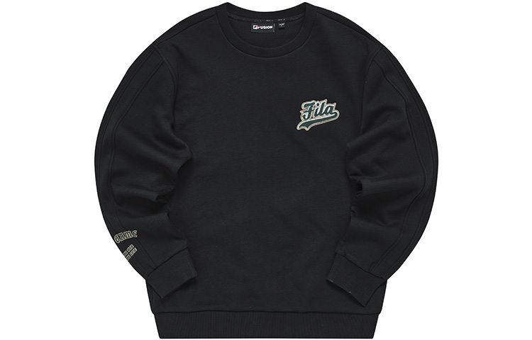 FILA Solid Color Knitted Pullover Sweatshirt - Deep Black T11M242211FBK