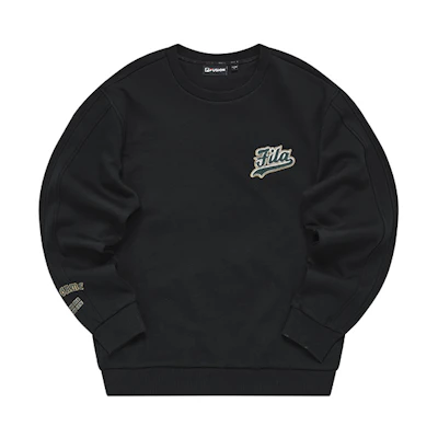 FILA Solid Color Knitted Pullover Sweatshirt - Deep Black T11M242211FBK