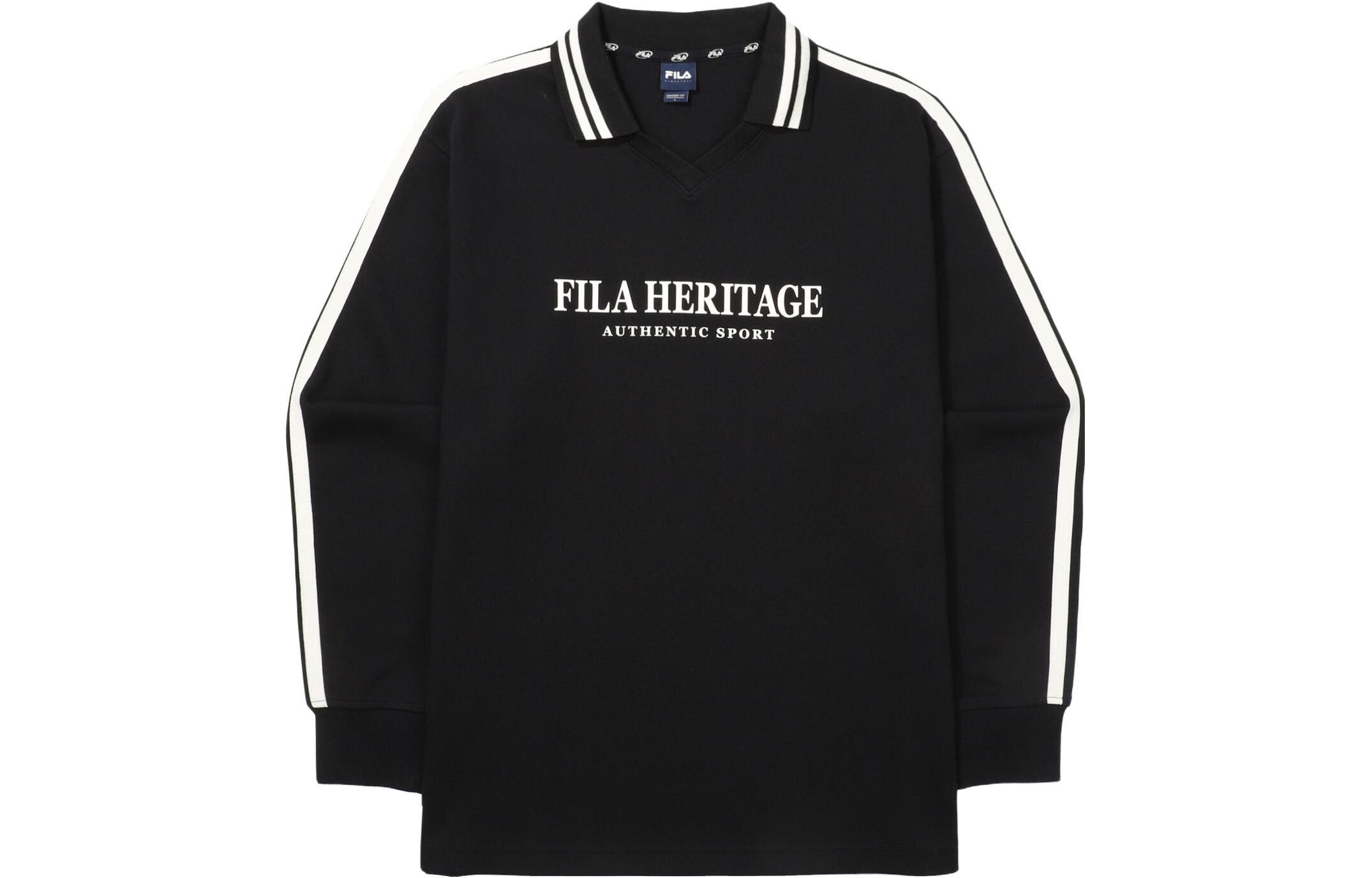 FILA Solid Color Letter Logo Sweatshirt Unisex Black FE2POF6102XBLK
