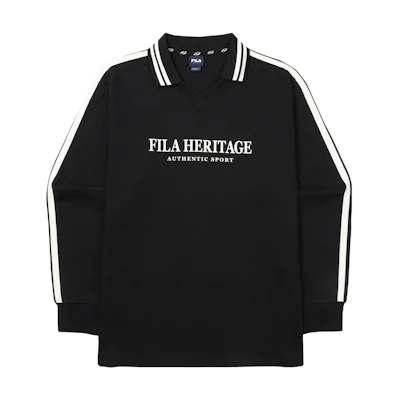 FILA Solid Color Letter Logo Sweatshirt Unisex Black FE2POF6102XBLK