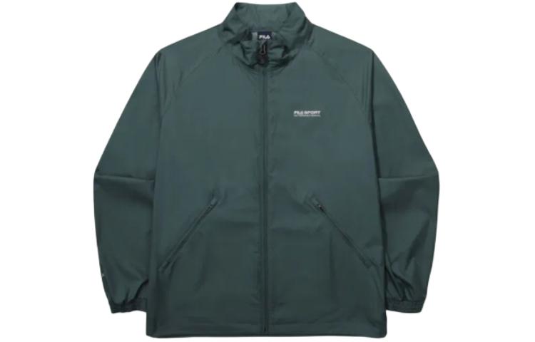 FILA Solid Color Letter Print Zip-Up Long-Sleeve Utility Jacket Green Unisex FS2JKG2131X-DTL