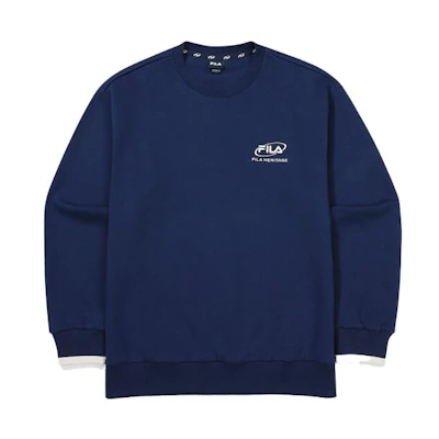 FILA Solid Color Logo Crewneck Sweatshirt Deep Blue FS2POF3104X-NAY