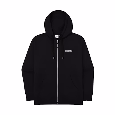 FILA Solid Color Logo Embroidered Casual Zip Hoodie Unisex Black FS2FTE3601X-BLK