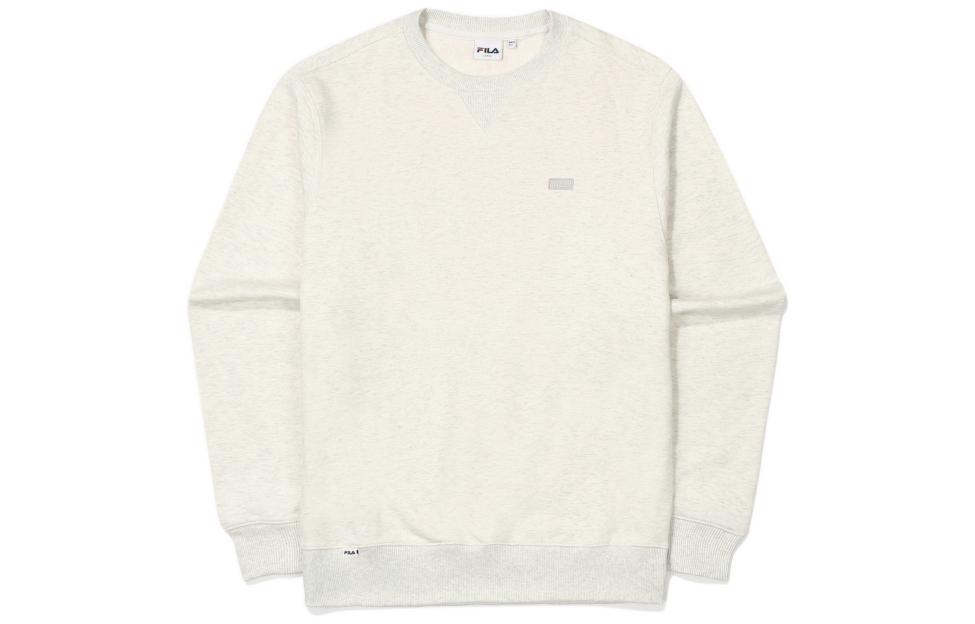 FILA Solid Color Logo Embroidered Crewneck Sweatshirt Unisex White FS2POE3101X-SGE