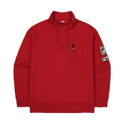 FILA Solid Color Logo Embroidered Pullover Sweatshirt Unisex Red FS2POF1112X-HRD