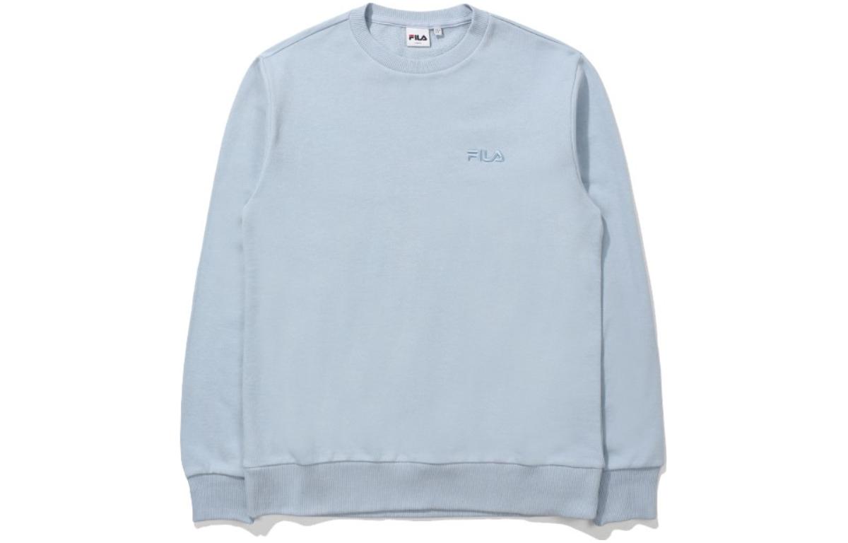 FILA Solid Color Logo Embroidered Pullover Sweatshirt Unisex Blue FS2POD3103X-LBU