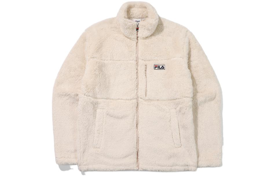 FILA Solid Color Logo Patch Fleece Jacket Unisex Beige FS2PLE4101X-LBE
