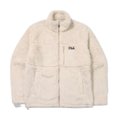 FILA Solid Color Logo Patch Fleece Jacket Unisex Beige FS2PLE4101X-LBE