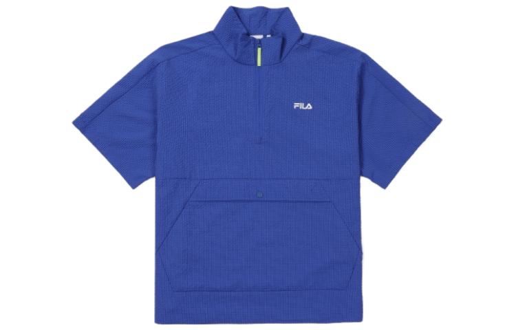 FILA Solid Color Logo Print Short Sleeve Jacket Unisex Blue FS2JKF2406X-CBT