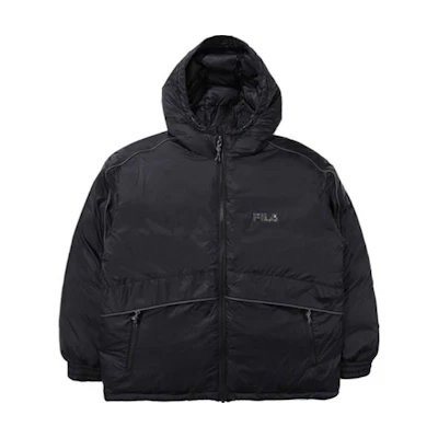 FILA Solid Color Loose Fit Hooded Jacket Black FS2DJD4107X-BLK
