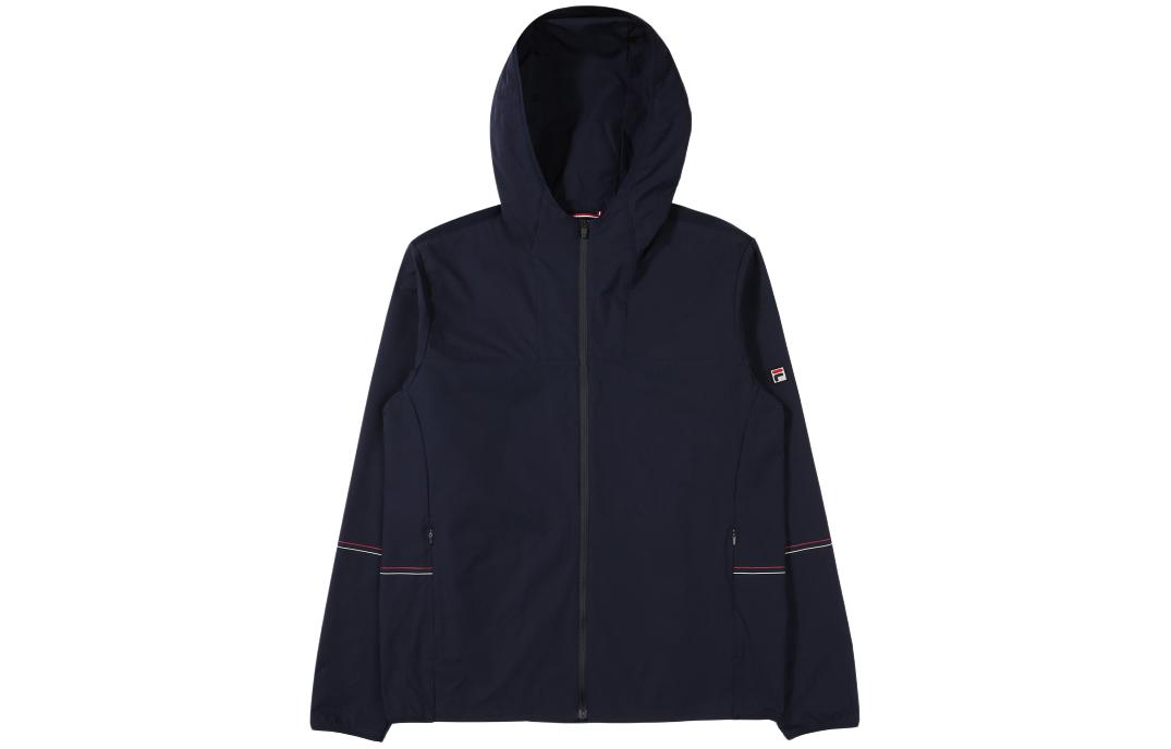 FILA Solid Color Navy Blue Hoodie Zip-Up Slim Fit Jacket FS2JKE1301X-INA