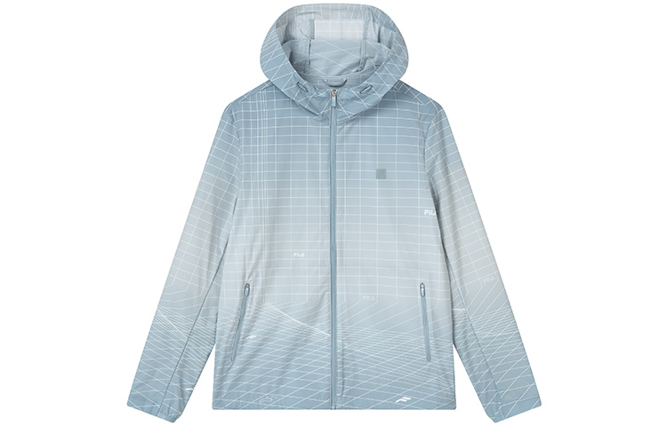 FILA Solid Color Plaid Hooded Jacket F11M317702F-BU