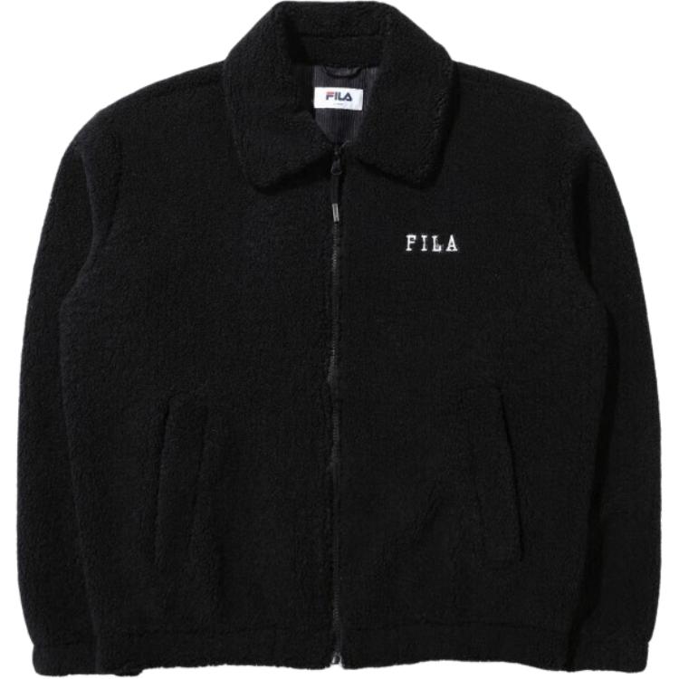 FILA Solid Color Polo Collar Casual Jacket Black FS2PLD4101X-BLK