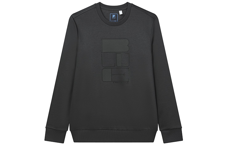 FILA Solid Color Print Knit Crewneck Pullover Sweatshirt Deep Green F11M212205FDG