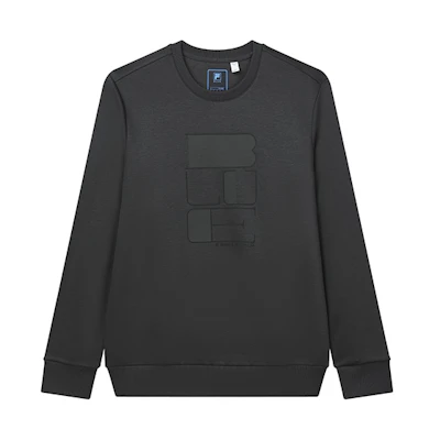 FILA Solid Color Print Knit Crewneck Pullover Sweatshirt Deep Green F11M212205FDG
