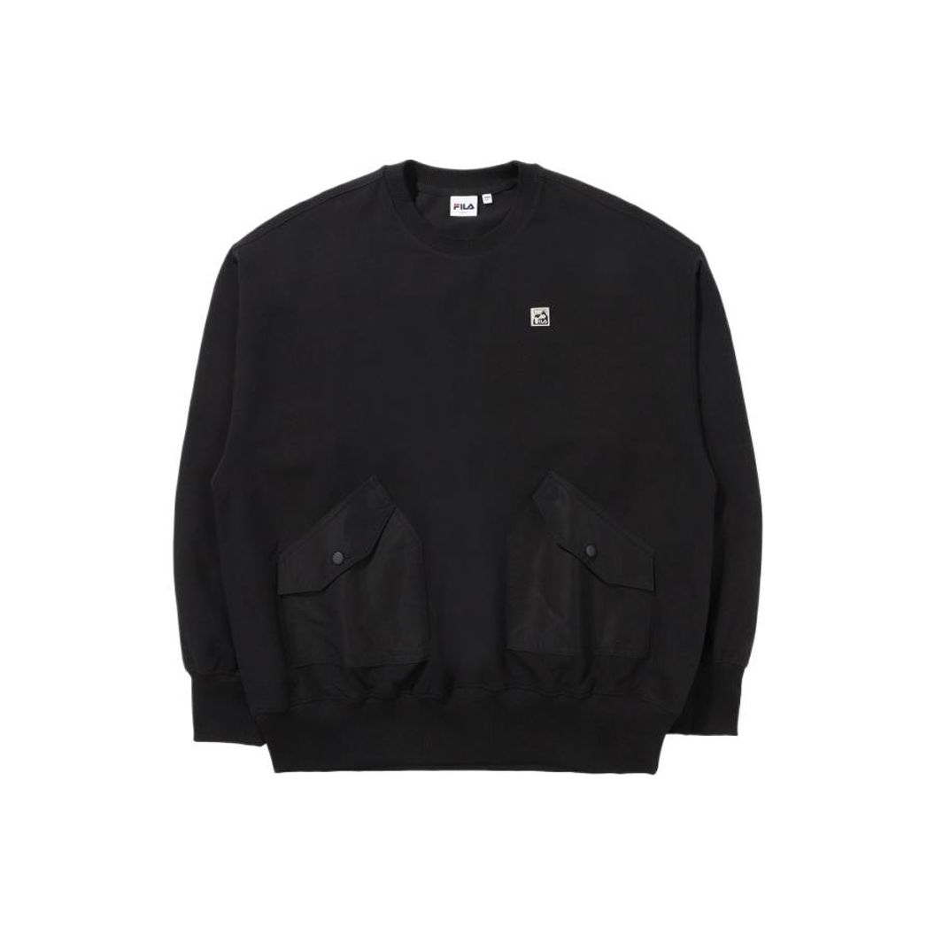 FILA Solid Color Pullover Hoodie Black FS2POE1E01X-BLK