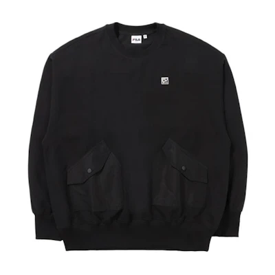 FILA Solid Color Pullover Hoodie Black FS2POE1E01X-BLK