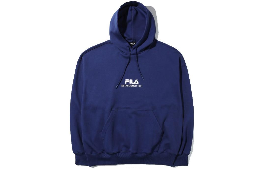FILA Solid Color Pullover Hoodie Unisex - Navy Blue FS2POD3211X-NAY