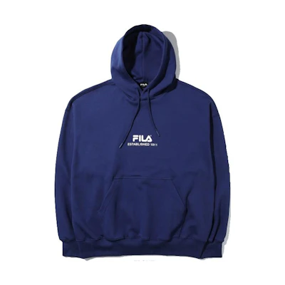 FILA Solid Color Pullover Hoodie Unisex - Navy Blue FS2POD3211X-NAY