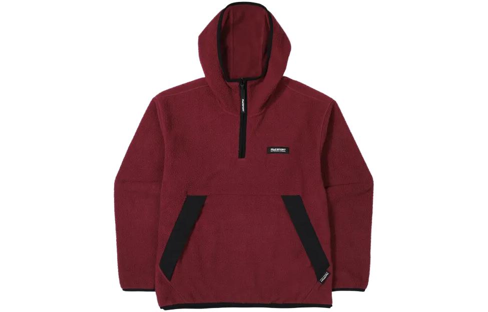 FILA Solid Color Red Hoodie Unisex Long-Sleeve Pullover FS2POF4132X-DPM