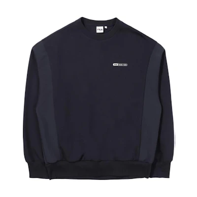 FILA Solid Color Slim Fit Long Sleeve Crewneck Sweatshirt Navy Blue FS2POE1182X-INA