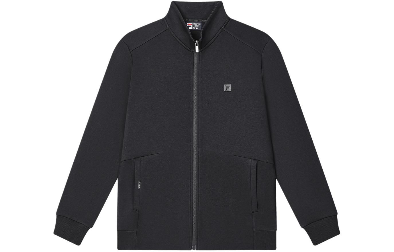 Order FILA Jaket Tebal Leher Berdiri Zip-Up Warna Hitam F51M417505A-BK