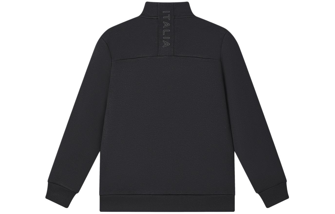 Lookbook FILA Jaket Tebal Leher Berdiri Zip-Up Warna Hitam F51M417505A-BK