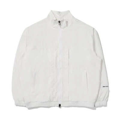 FILA Solid Color Woven Zip-Up Jacket Unisex - White FS2WTE2181X-WHI