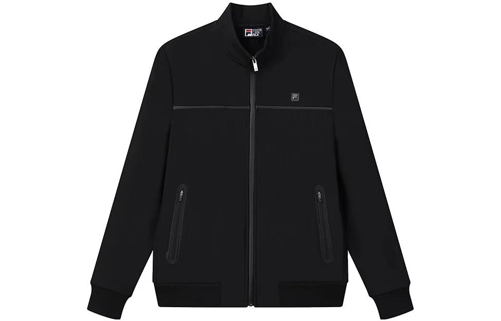 FILA Solid Color Zip-Up Casual Jacket in Black F11M147502F-BK