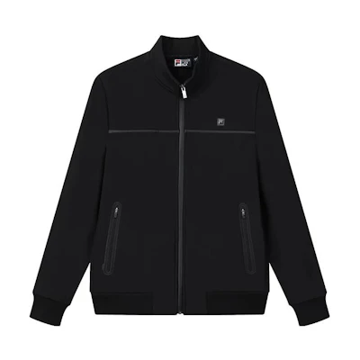 FILA Solid Color Zip-Up Casual Jacket in Black F11M147502F-BK