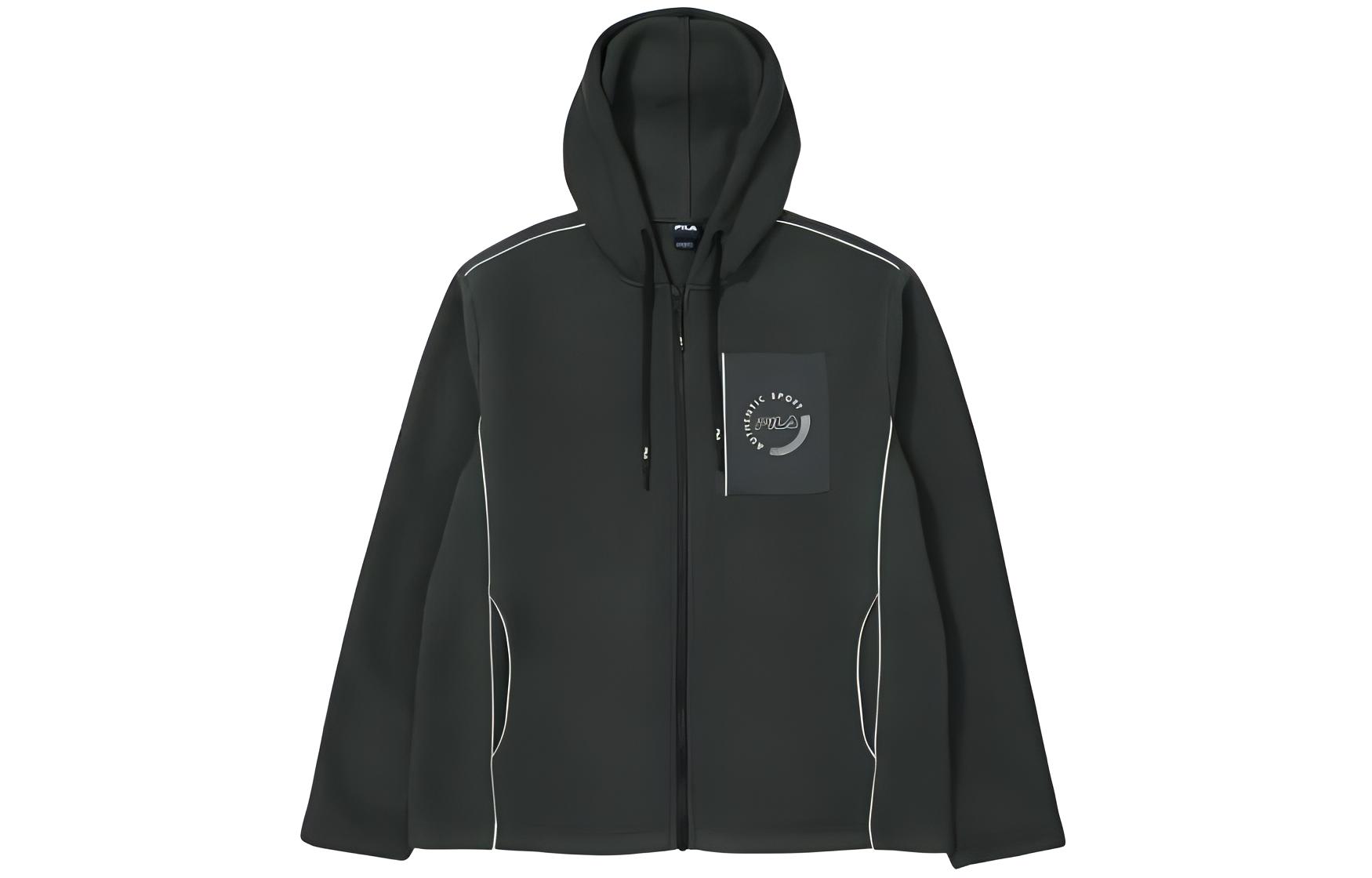 FILA Solid Color Zip-Up Hoodie Jacket - Black FS2PLF4201M-SLT