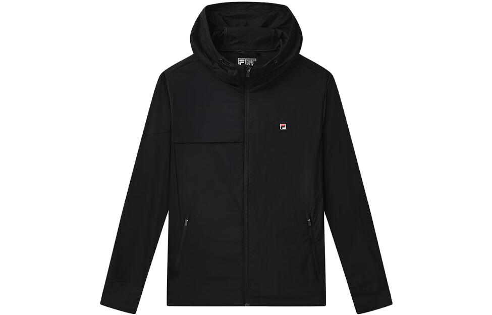 FILA Solid Color Zip-Up Hoodie Jacket Black F11M328702F-BK