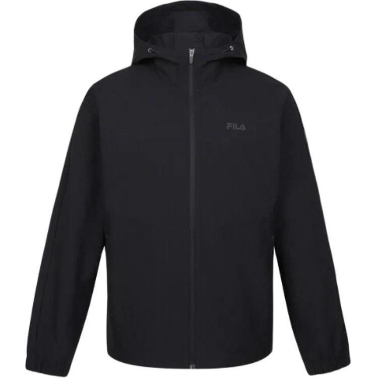 FILA Solid Color Zip-Up Hoodie Jacket Unisex - Black FS2JKG3201U-BLK