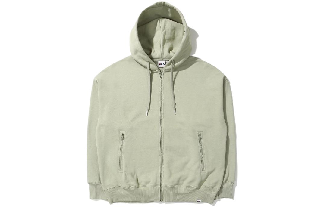 FILA Solid Color Zip-Up Hoodie Unisex Olive Gray FS2FTD4102X-EGY